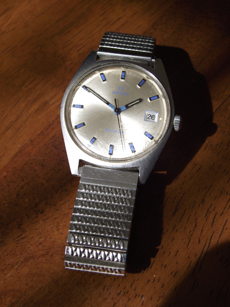 Rare vintage Omega wrist watch with blue indicators